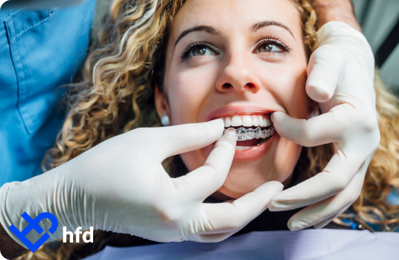 Female patient getting invisalign